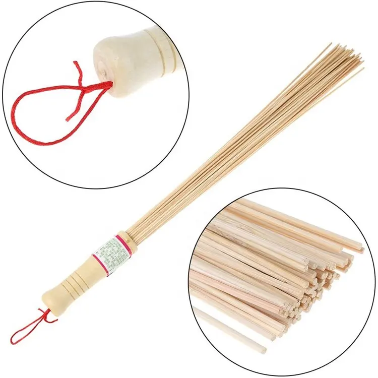 Bâtons de massage corporel en bambou naturel avec manche en bois