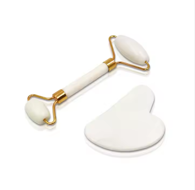 White Jade Gua Sha Roller Set