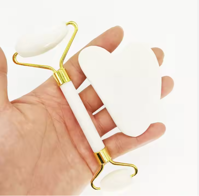 White Jade Gua Sha Roller Set