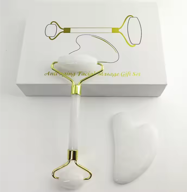 White Jade Gua Sha Roller Set