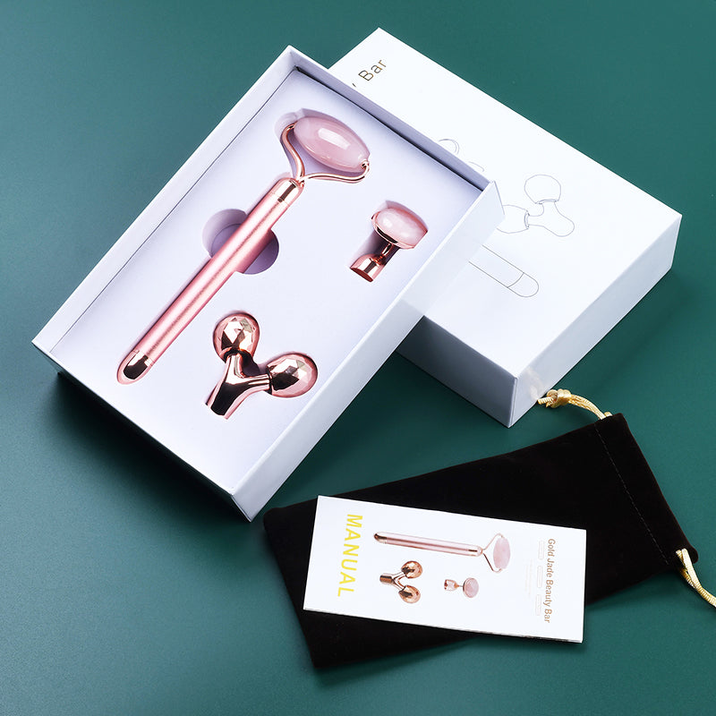 Single Head Rose Quartz Jade Roller