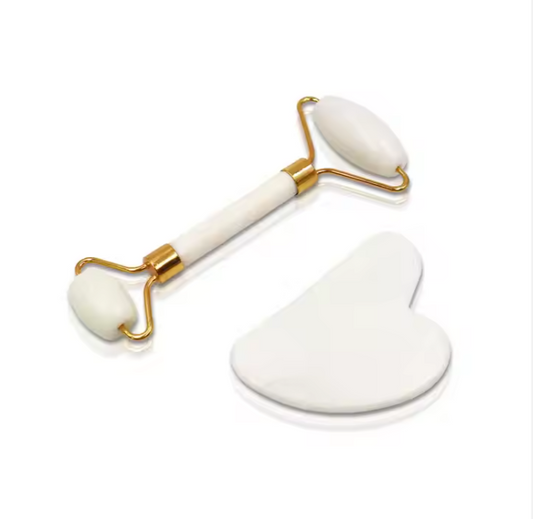 White Jade Gua Sha Roller Set