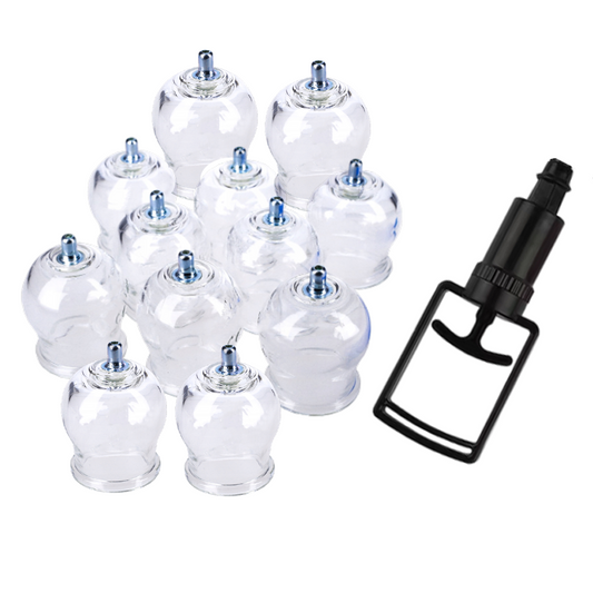 New Type Fire-free RIBON GLASS CUPPING with a pump Glass Cupping Set