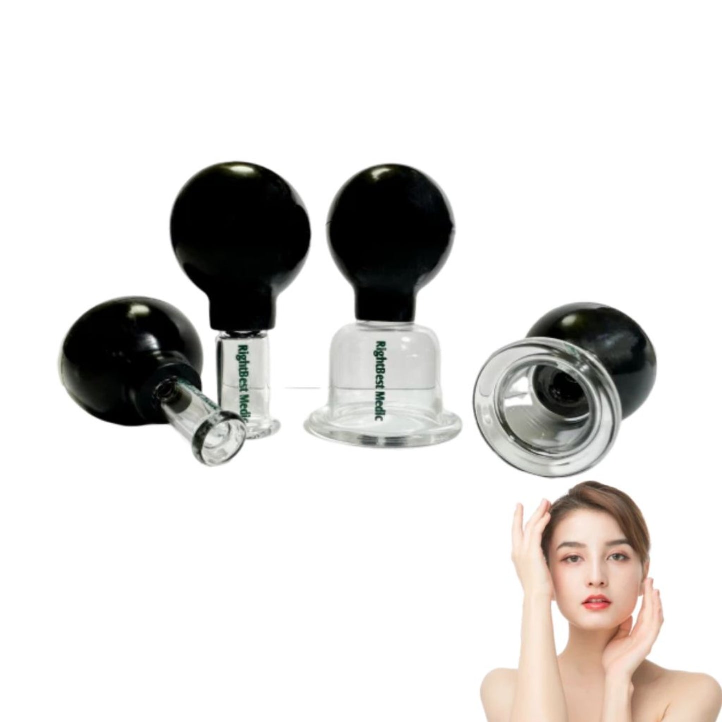 Juego de ventosas faciales de vidrio 100% silicona (4 piezas) 